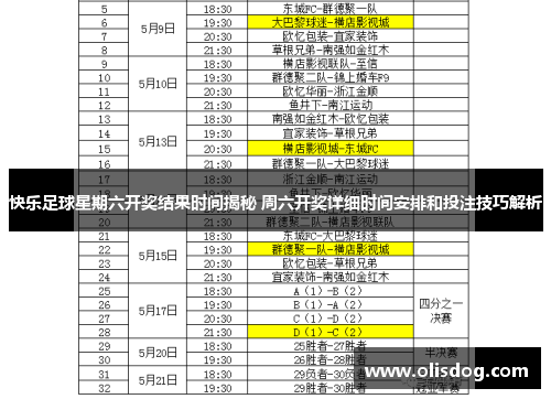 快乐足球星期六开奖结果时间揭秘 周六开奖详细时间安排和投注技巧解析